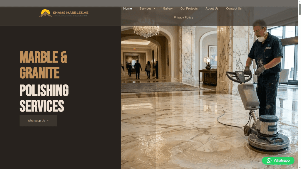 Shams Marbles Dubai luxury marble restoration and natural stone polishing website design