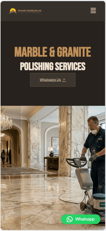Shams Marbles mobile stone restoration gallery and direct WhatsApp booking