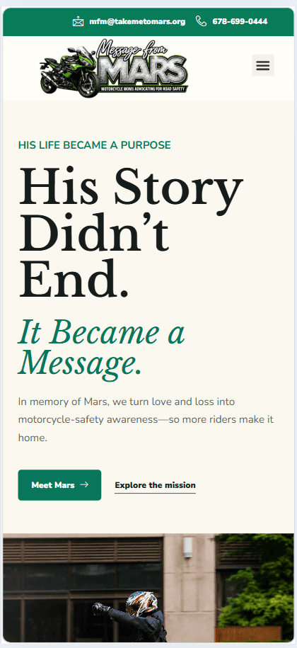 Take Me To Mars mobile nonprofit donation pathway and road safety awareness hub